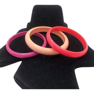3 Bohemian Peach Pink Coral Plastic/Acrylic Bangle Bracelets